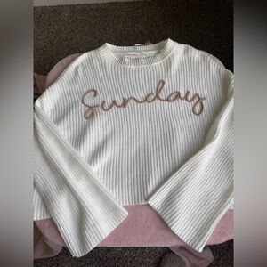 moon & madison White Ribbed Crew Neck Sweater